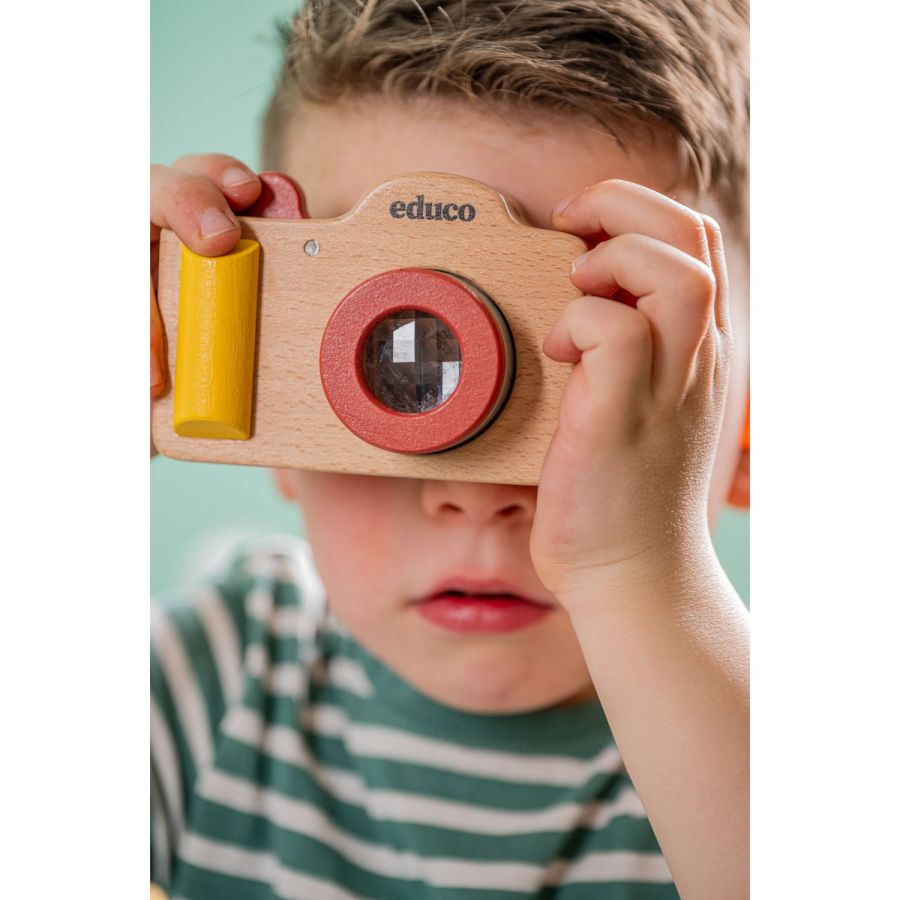 Appareil Photo en Bois – Objectifs Interchangeables, Jouet d’Imitation