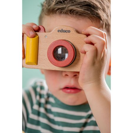 Appareil Photo en Bois – Objectifs Interchangeables, Jouet d’Imitation
