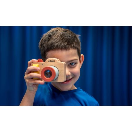 Appareil Photo en Bois – Objectifs Interchangeables, Jouet d’Imitation