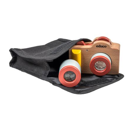 Appareil Photo en Bois – Objectifs Interchangeables, Jouet d’Imitation