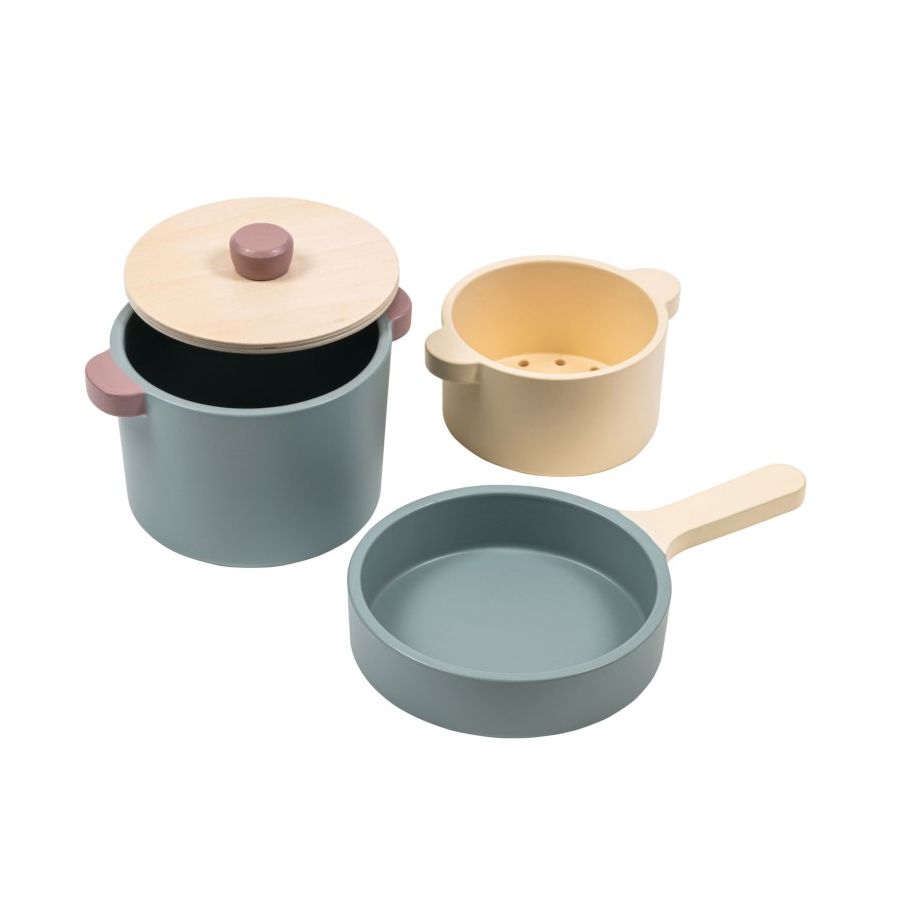 Batterie de Cuisine en Bois (4 Pièces) – Jouet d’Imitation Culinaire