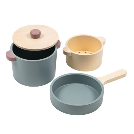 Batterie de Cuisine en Bois (4 Pièces) – Jouet d’Imitation Culinaire