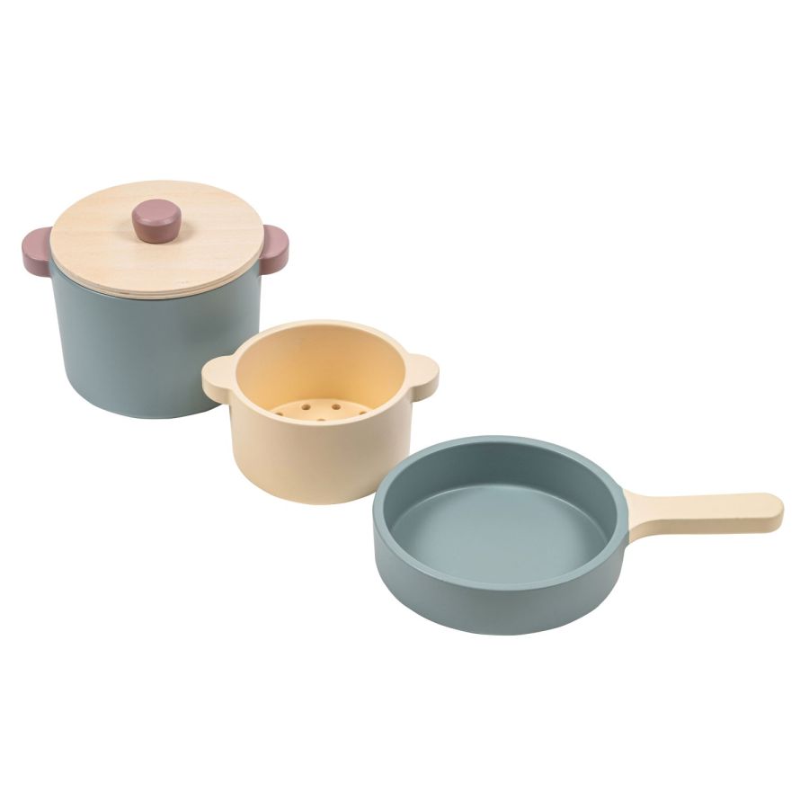 Batterie de Cuisine en Bois (4 Pièces) – Jouet d’Imitation Culinaire