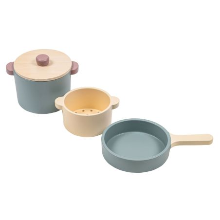 Batterie de Cuisine en Bois (4 Pièces) – Jouet d’Imitation Culinaire