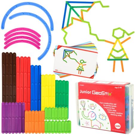 GeoStix Set Construction Lettres | 200 Pièces + 30 Fiches 3+
