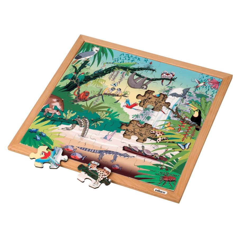 Puzzle les animaux de la Forêt Tropicale | Jeu Vocabulaire Enfant 4 ans+