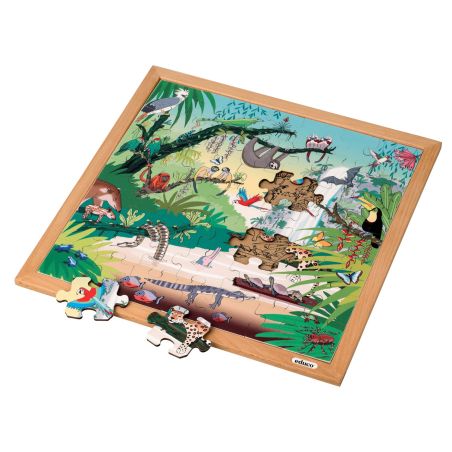 Puzzle les animaux de la Forêt Tropicale | Jeu Vocabulaire Enfant 4 ans+