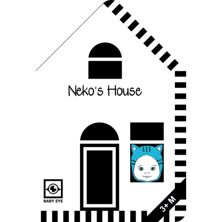 Livre noir et blanc bébé "Neko's House" | Livre contrasté pour tummy time | lesminis.fr
