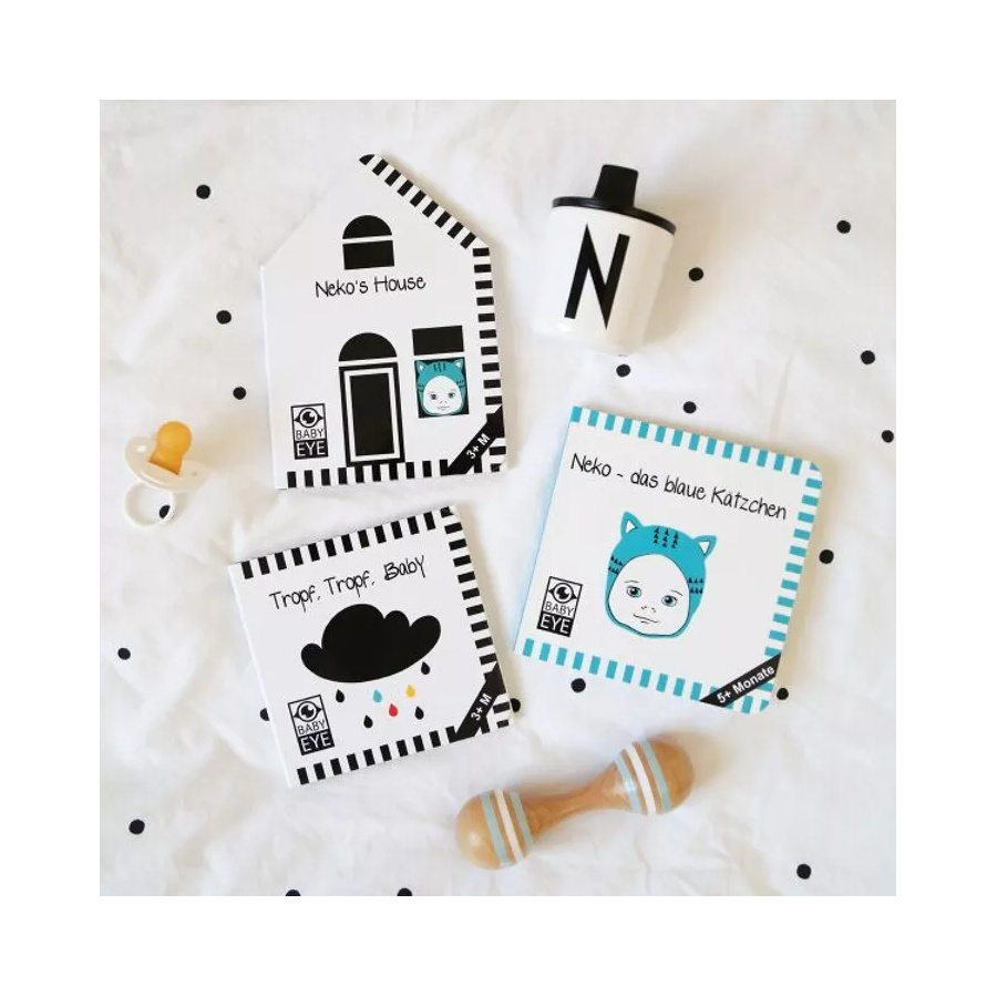 Livre noir et blanc bébé "Neko's House" | Livre contrasté pour tummy time | lesminis.fr