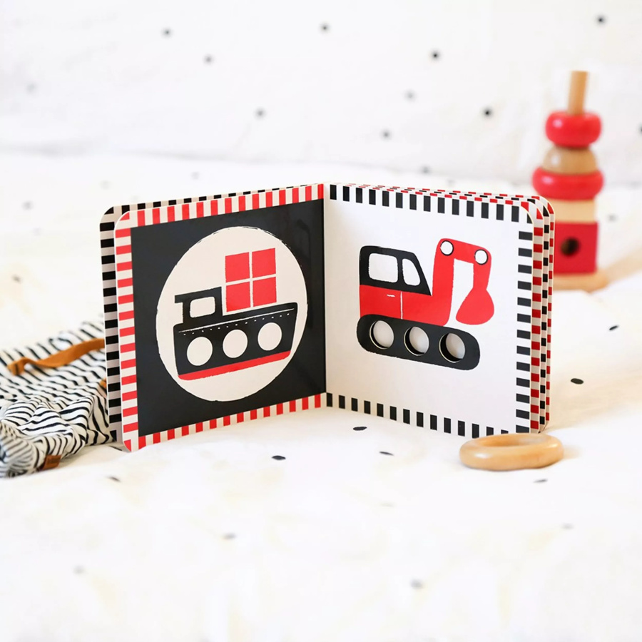Livre Noir et Rouge Bébés Cars | Éveil Visuel 2m+