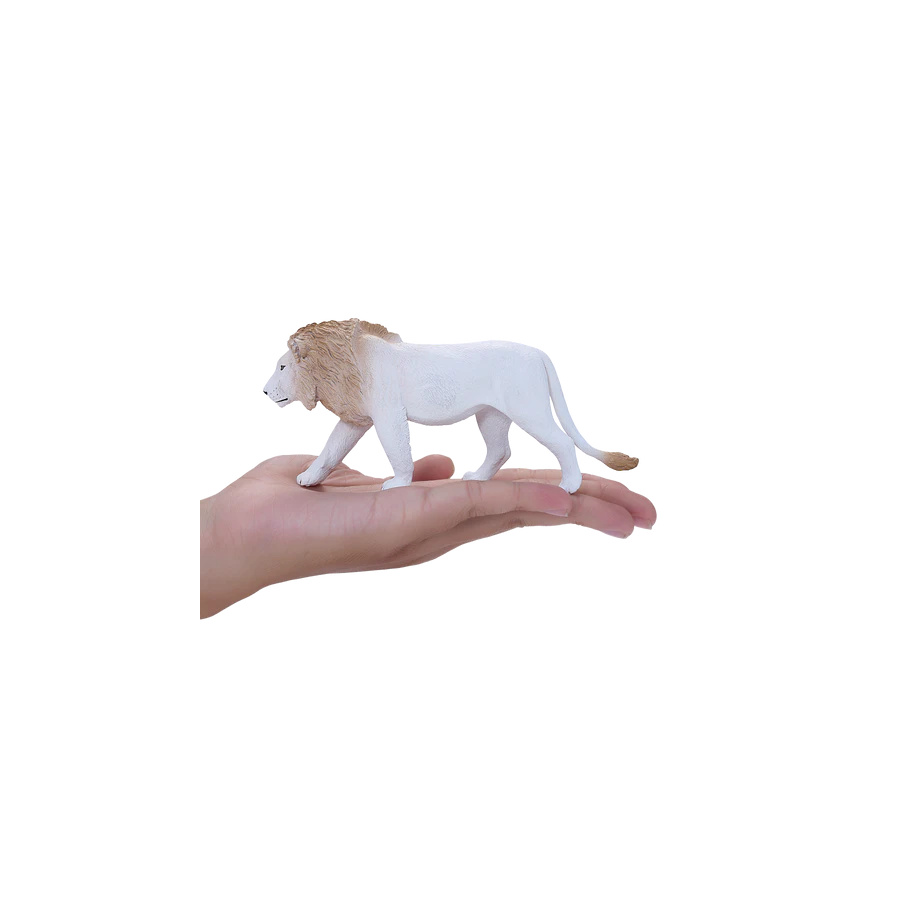 Lion Blanc Mâle Mojo | Figurine Félin Rare 16cm | Collection Wildlife