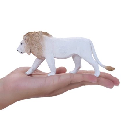 Lion Blanc Mâle Mojo | Figurine Félin Rare 16cm | Collection Wildlife