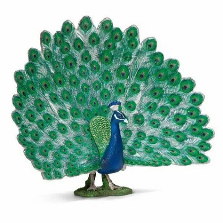 Paon Schleich | Figurine Oiseau Coloré | Collection Animaux Sauvages