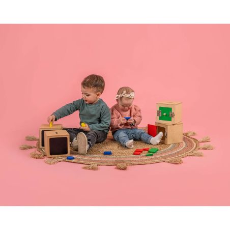 Lot de 4 Boîtes à Serrures Educo - Motricité fine, Loquets & Formes | Les Minis