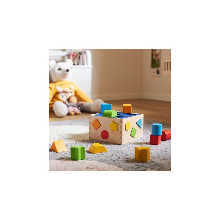 Boîte à formes Goki en bois | Jeu Montessori motricité 10 pièces | 1+ an
