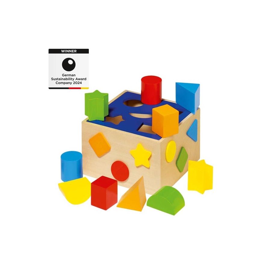 Boîte à formes Goki en bois | Jeu Montessori motricité 10 pièces | 1+ an