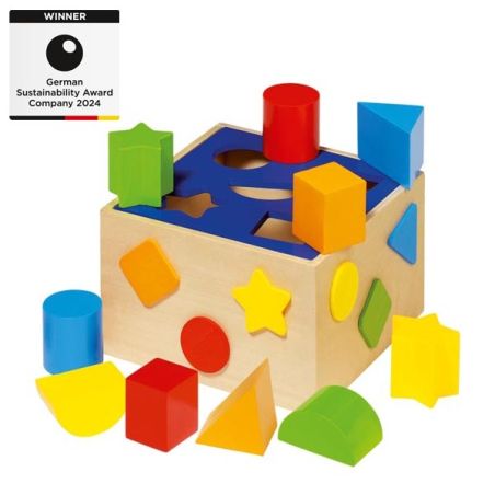 Boîte à formes Goki en bois | Jeu Montessori motricité 10 pièces | 1+ an
