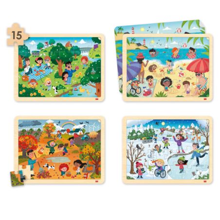 Lot 4 Puzzles Les Quatre Saisons | Jeux Éducatifs Environnement 3-6 ans | LesMinis.fr