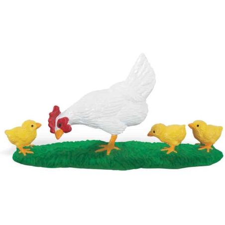 Safari Ltd Farm – Poule et Poussins 237429 | Figurine éducative pour l’univers de la ferme