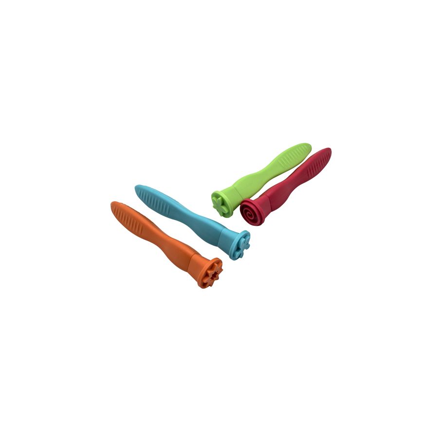 Set de 4 tampons ergonomiques Soft Grip motifs créatifs - fleurs, spirale, éclaboussures