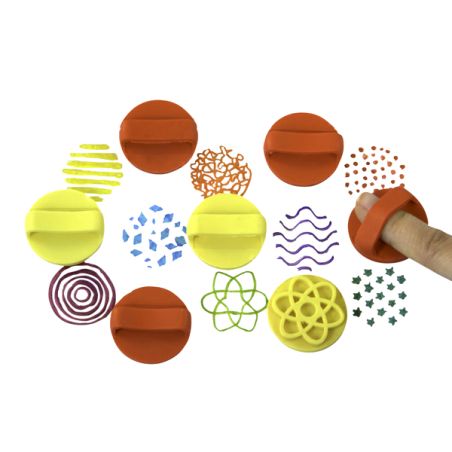 Tampons à doigts ergonomiques texturés - Set de 8 motifs variés | Les Minis