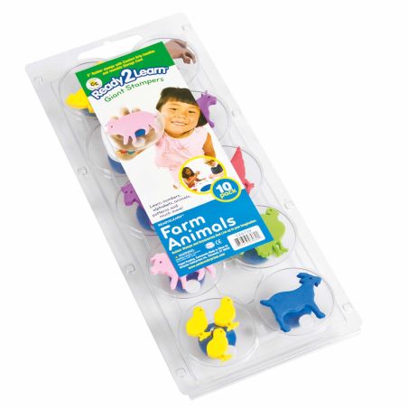 Grands tampons animaux de ferme 8 cm 10 pièces  - Fournitures scolaires et bureau