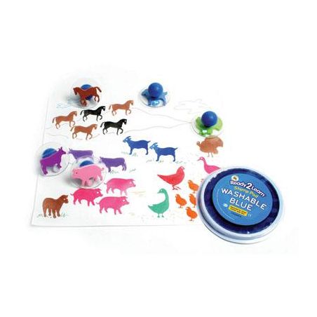 Grands tampons animaux de ferme 8 cm 10 pièces  - Fournitures scolaires et bureau