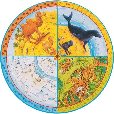 Puzzle des différents lieux de vie des animaux - Jouet bois GOKI - Matériel Montessori Waldorf Reggio