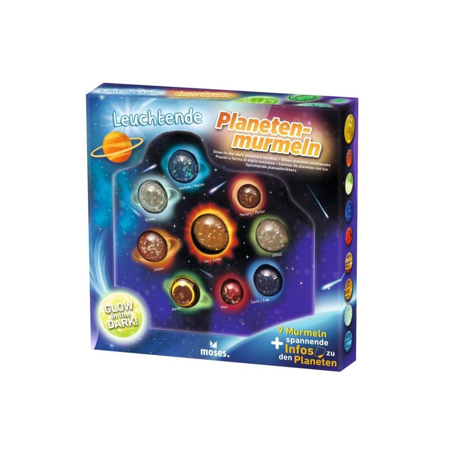 Billes Planètes Phosphorescentes - 8 Billes en Verre Système Solaire qui Brillent dans le Noir