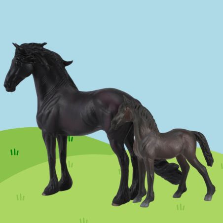 Figurine cheval poulain frison noir Collecta 88815 | Jouet Montessori éducatif réplique réaliste