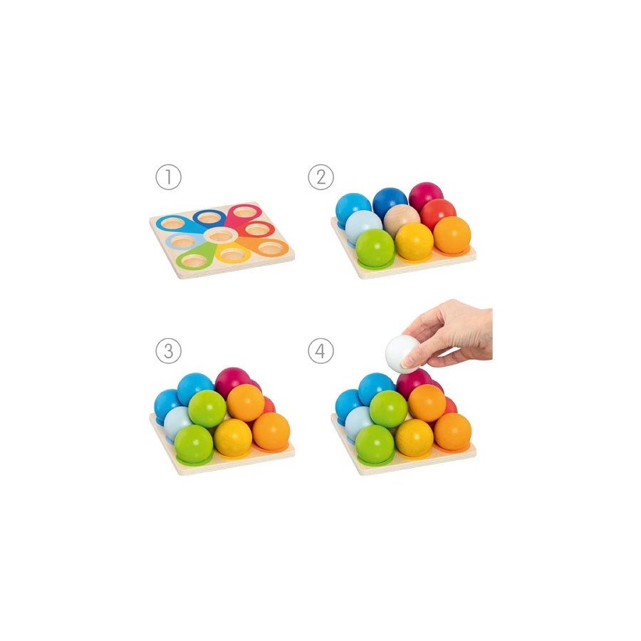 Pyramide Montessori Bois | Jeu Tri et Empilage 14 Boules | Motricité Fine 12m+