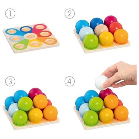 Pyramide Montessori Bois | Jeu Tri et Empilage 14 Boules | Motricité Fine 12m+