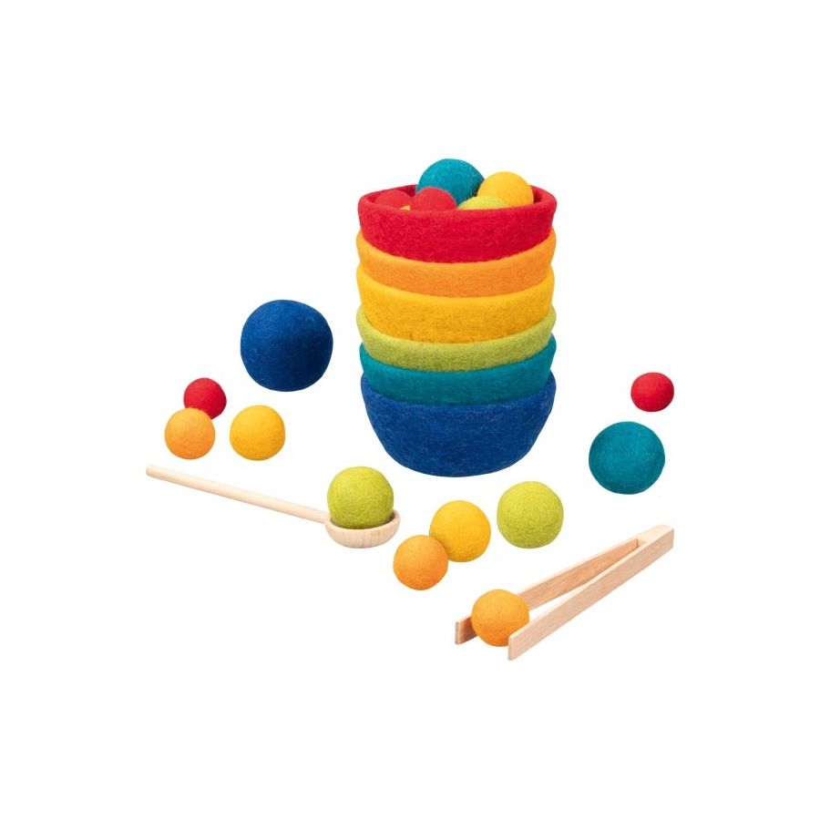 Jeu de Tri des Couleurs Montessori en Feutre de Laine - Activité Motricité Fine Naturelle