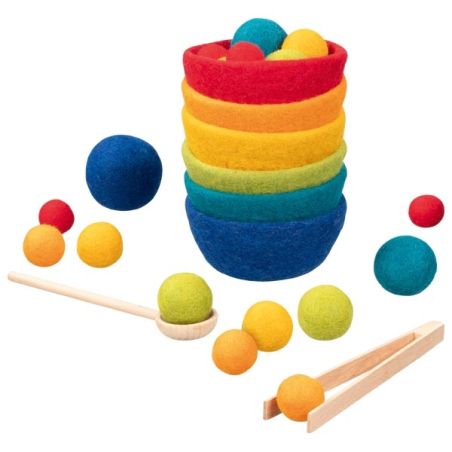 Jeu de Tri des Couleurs Montessori en Feutre de Laine - Activité Motricité Fine Naturelle