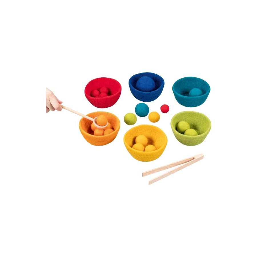 Jeu de Tri des Couleurs Montessori en Feutre de Laine - Activité Motricité Fine Naturelle