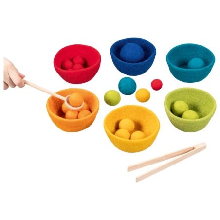 Jeu de Tri des Couleurs Montessori en Feutre de Laine - Activité Motricité Fine Naturelle