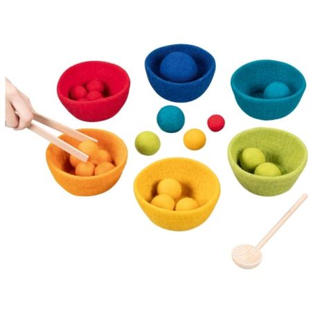 Jeu de Tri des Couleurs Montessori en Feutre de Laine - Activité Motricité Fine Naturelle