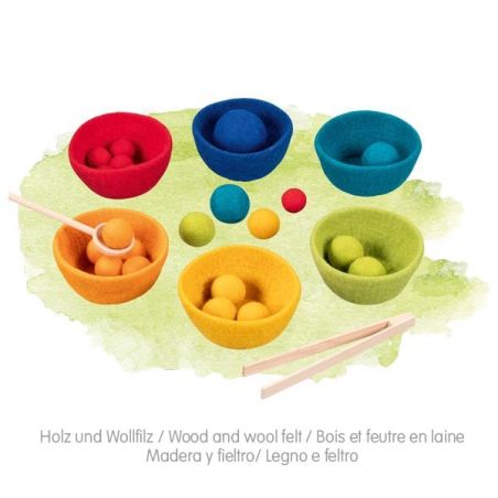 Jeu de Tri des Couleurs Montessori en Feutre de Laine - Activité Motricité Fine Naturelle