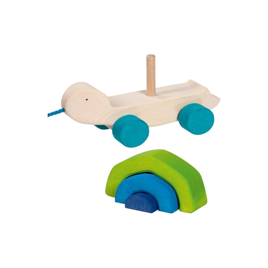 Tortue à Tirer en Bois Goki | Jouet Multifonction 2-en-1 | Dès 12 mois