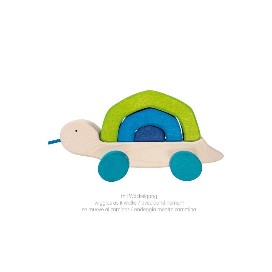 Tortue à Tirer en Bois Goki | Jouet Multifonction 2-en-1 | Dès 12 mois