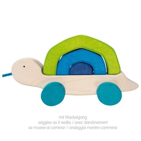 Tortue à Tirer en Bois Goki | Jouet Multifonction 2-en-1 | Dès 12 mois