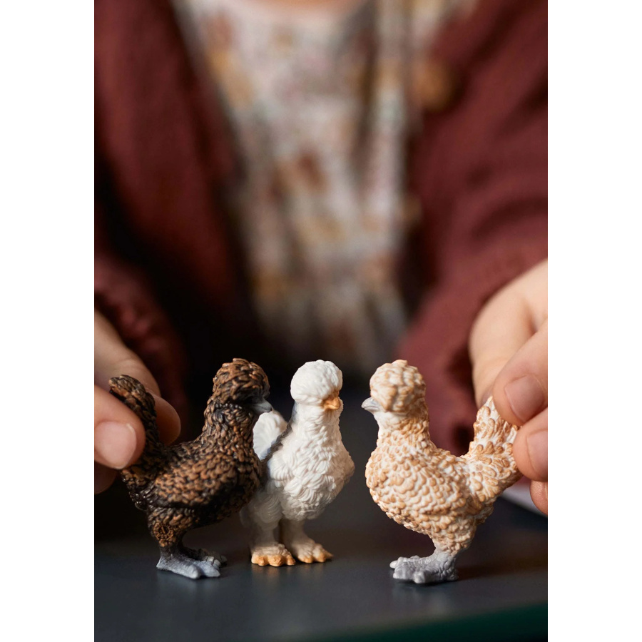 Set Trio Poules Schleich 42574 - Collection ferme volailles basse-cour