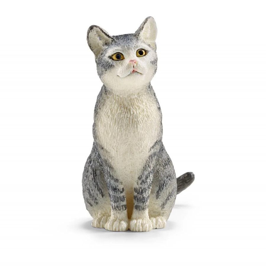 Chat Assis Figurine Schleich | Chat Tigré Réaliste