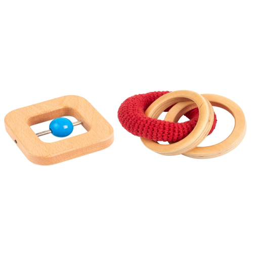Hochet En Bois Iplusmile Pour Bébé - Jouet Montessori Pour Motricité Fine Et éveil Sensoriel - Design Interactif Parent-enfant - Taille 12.6x2.5x2.5 Cm