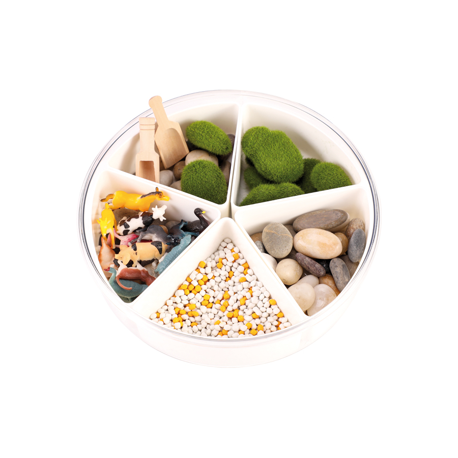 Bac d’exploration sensoriel avec couvercle – Tri & transport facile