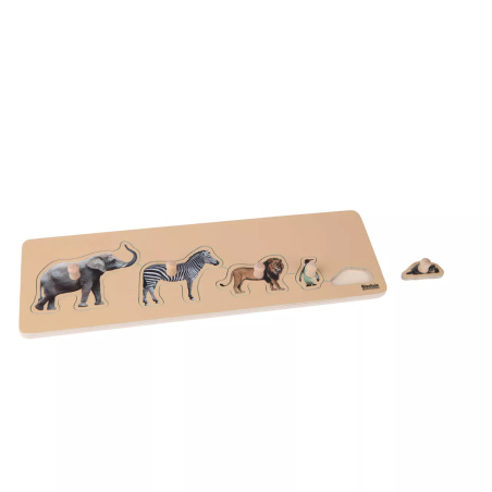 Puzzle Montessori 5 Animaux Sauvages | AMI Approuvé Bébé 0-2 ans | Nienhuis