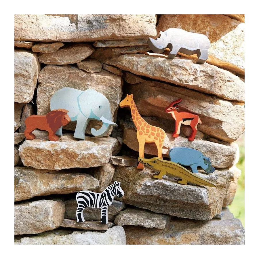 Figurine Girafe Tender Leaf - Jouet en bois - Animal de safari