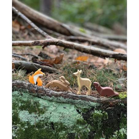 Figurine Renard Tender Leaf - Jouet en bois - Animal de forêt