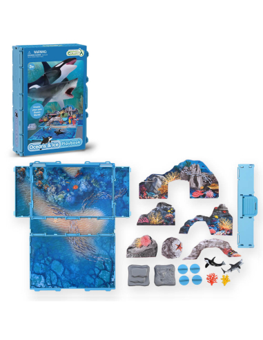 Coffret-Livret Océans & Banquise CollectA A1221 – Plateau de jeu vie marine | LesMinis