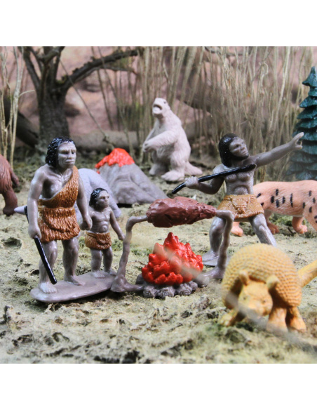 Tube Préhistoire : 12 figurines en plastique pour découvrir la vie à la Préhistoire | Safari LTD 681003 Jouet préhistorique